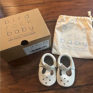 Pearl white bird rock baby Mary Janes